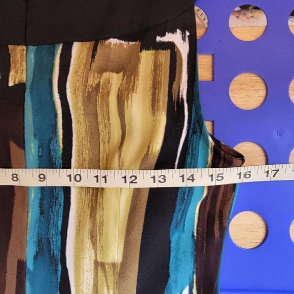 Connected Apparel Sleeveless Sheath Watercolor Black Brown Blue Size 4 - Picture 9 of 12